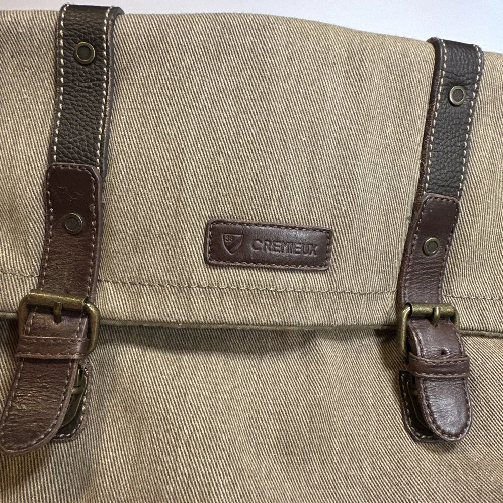Cremieux Canvas Shoulder/Messenger Tablet Laptop Bag Leather Accents